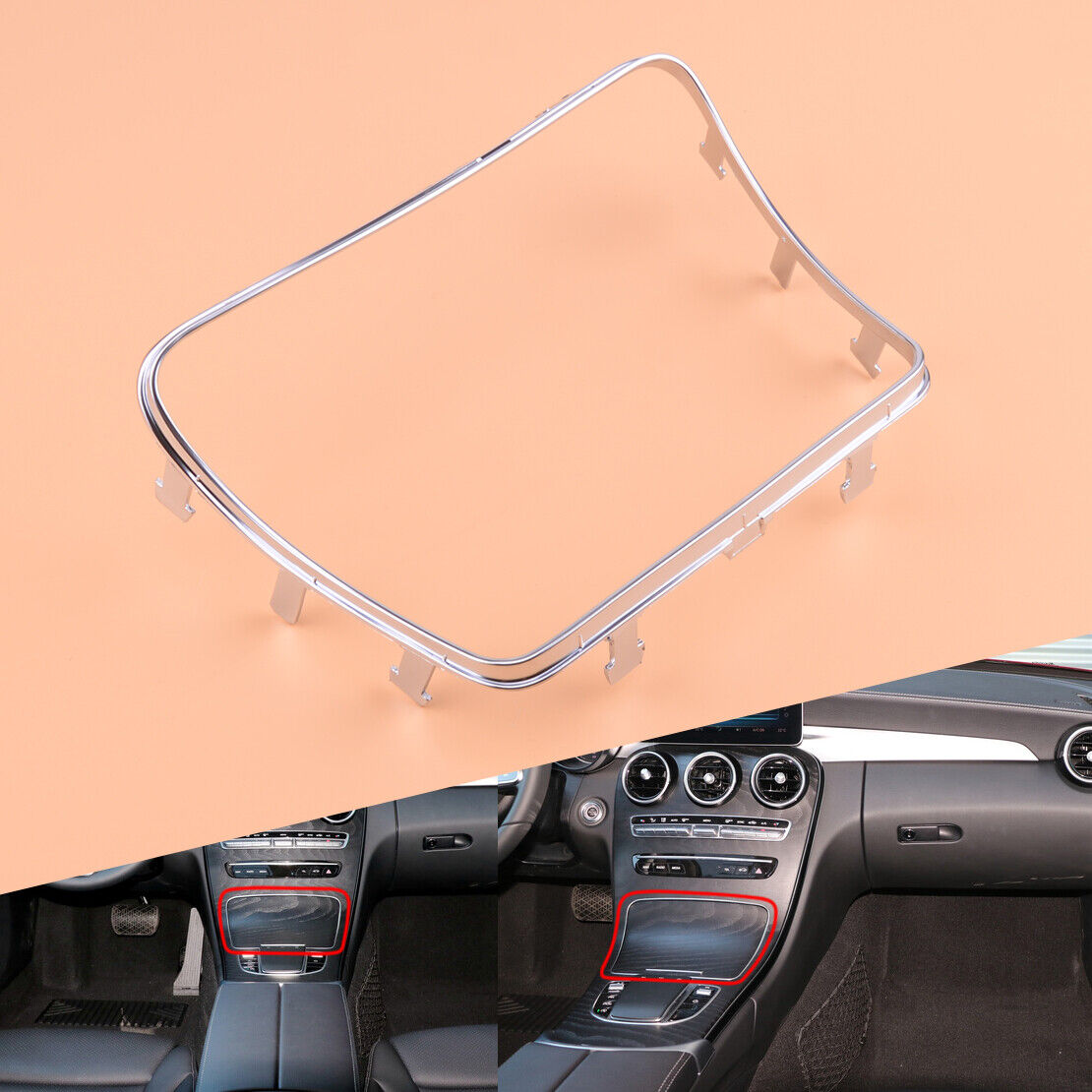 Cup Holder Cover Box Frame Trim Fit For Mercedes Benz C Class W205 2015-2019