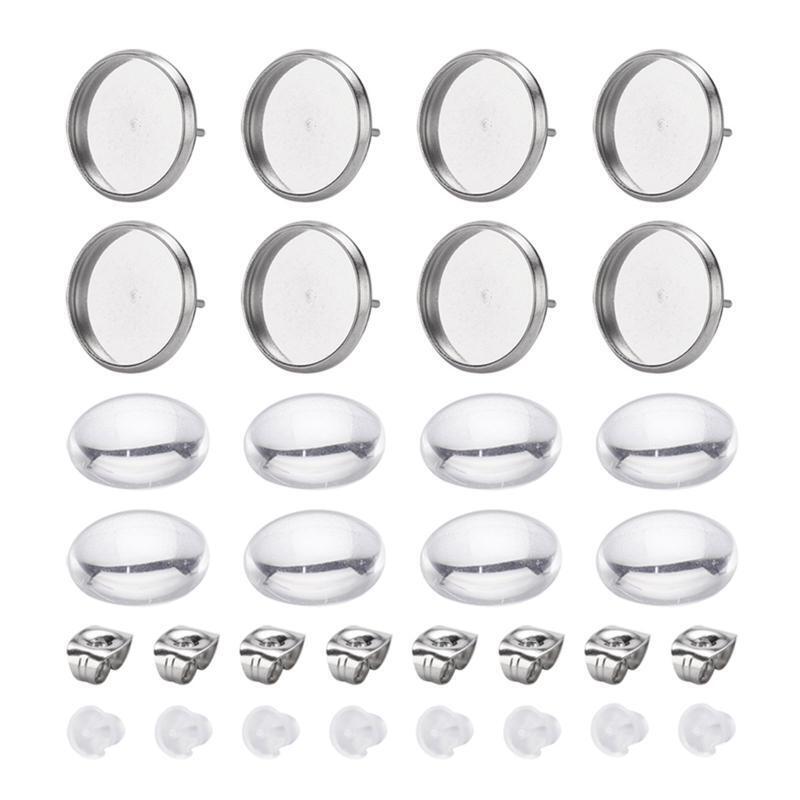 12mm Stainless Steel Time Gem Bottom Bracket Earrings Ear Jewelry Accessories
