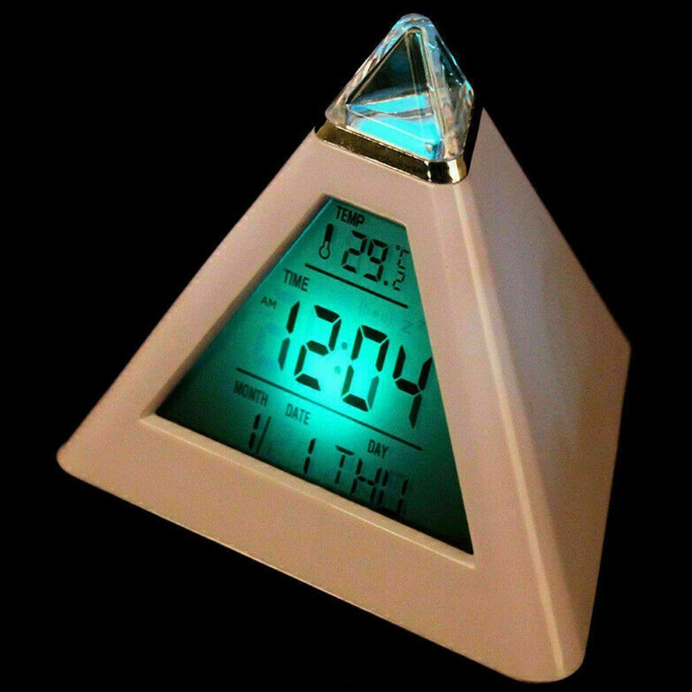 Creative Pyramid Alarm Clock Number Clock Bedside Clocks Thermometer Meter