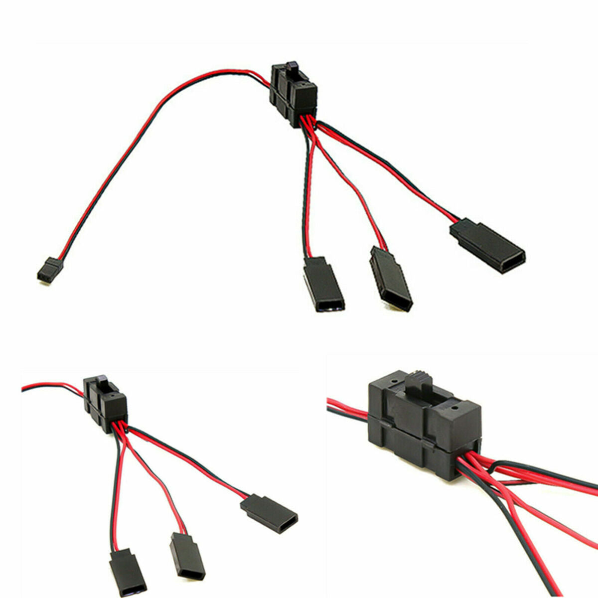 3-way Wire LED Light On/off Switch Y Cable for 1/10 SCX10 TRX-4 RC Crawler Car