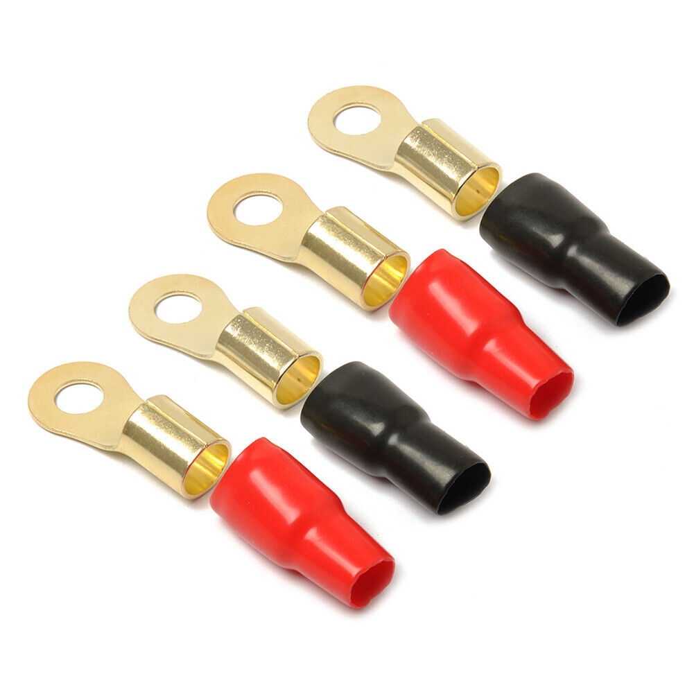 2 Pairs Car 4GA Speaker Electrical Wire Connectors Set Spade Crimp Terminal