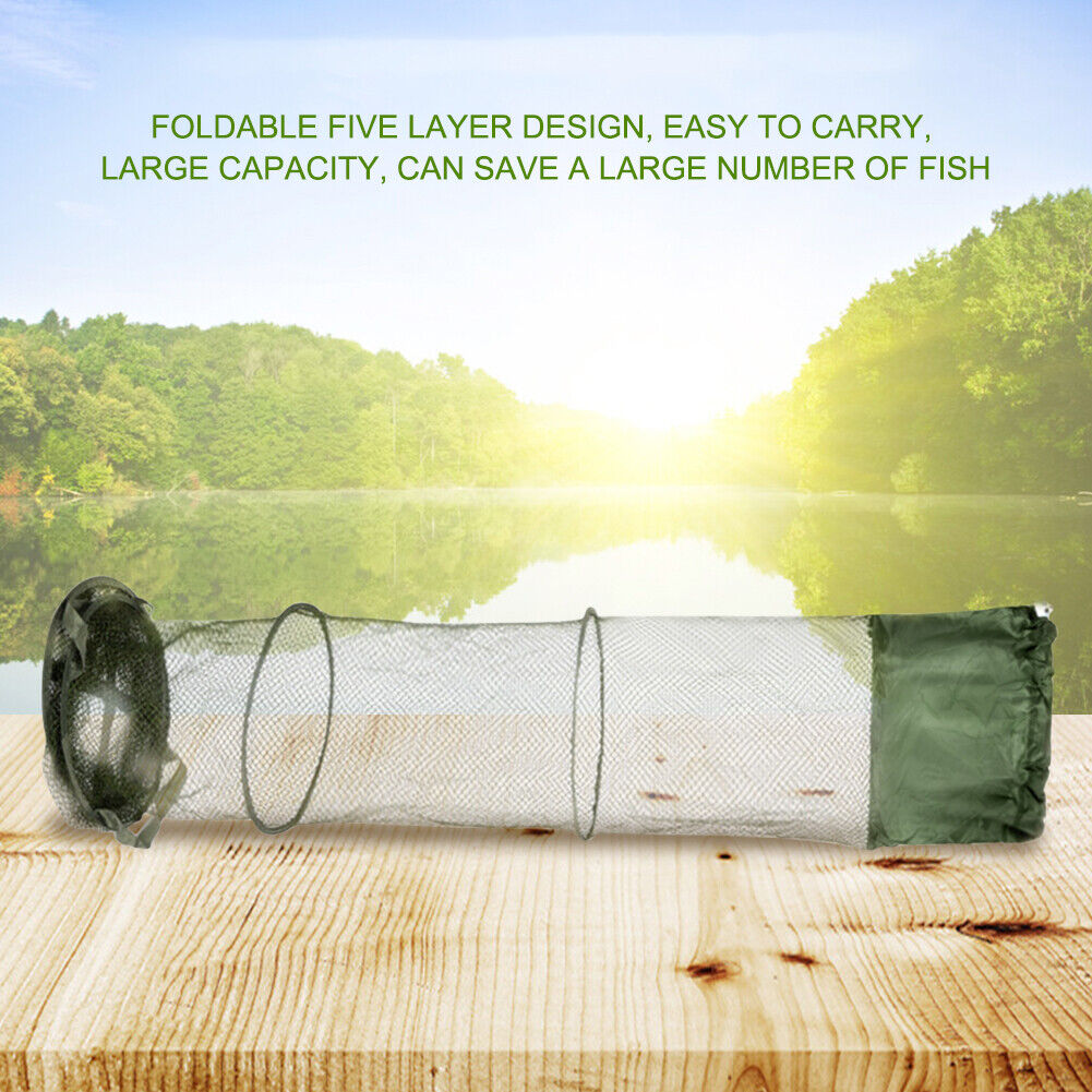 1.4m 5 Layers Fishing Basket Dip Nets Cage Folding Outdoor Fishing Tackle