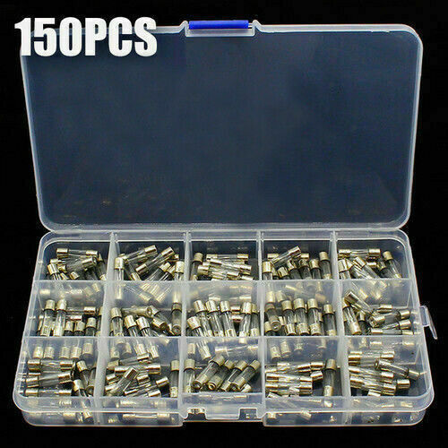 150pcs 5x20mm Quick Blow Electrical Glass Fuses Fast-Blow Acting Assorted Kit