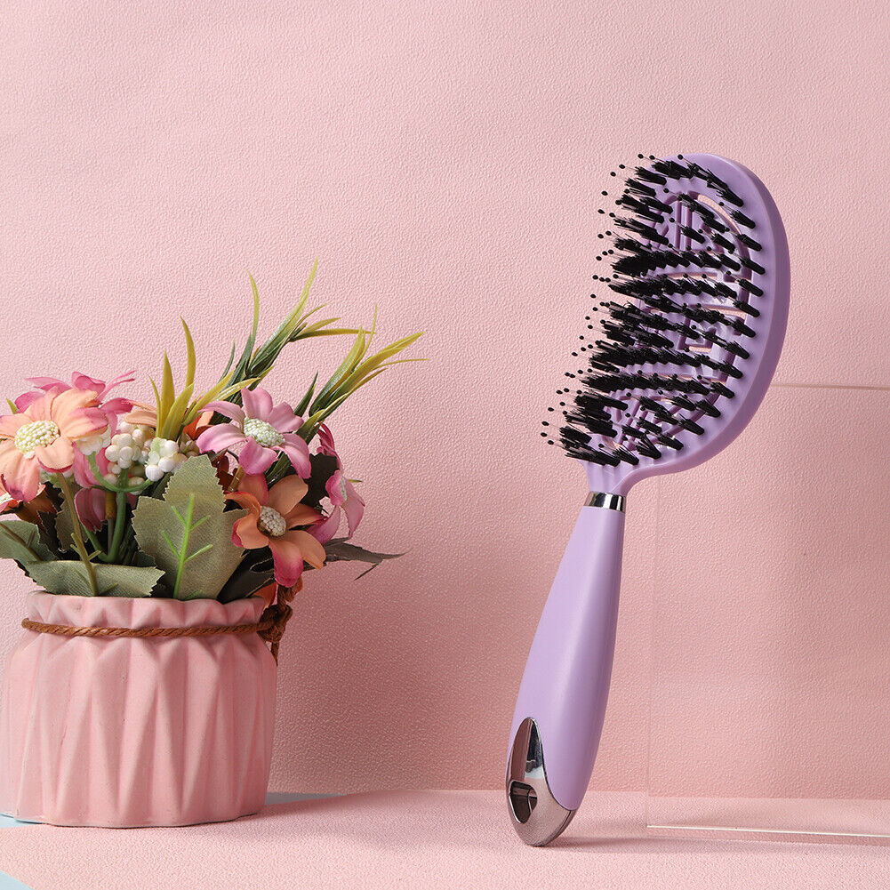 Brush Detangling Hair Comb Nylon Scalp Massage Wet Cur Pro(Purple)