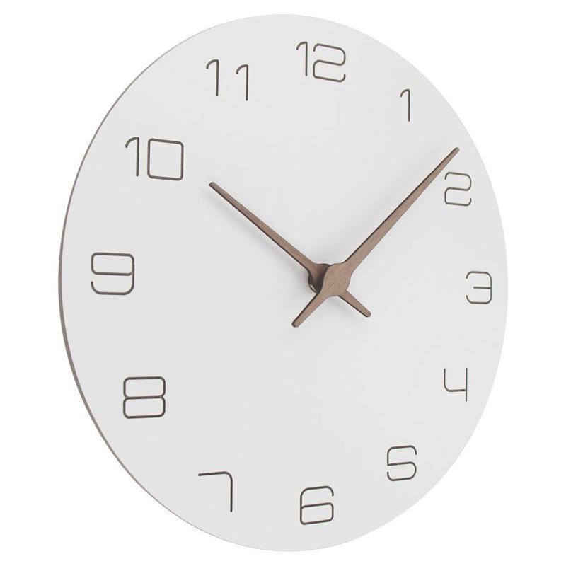 11 Inches Round Wooden Wall Clock Battery Operated Silent Non-Ticking for Office