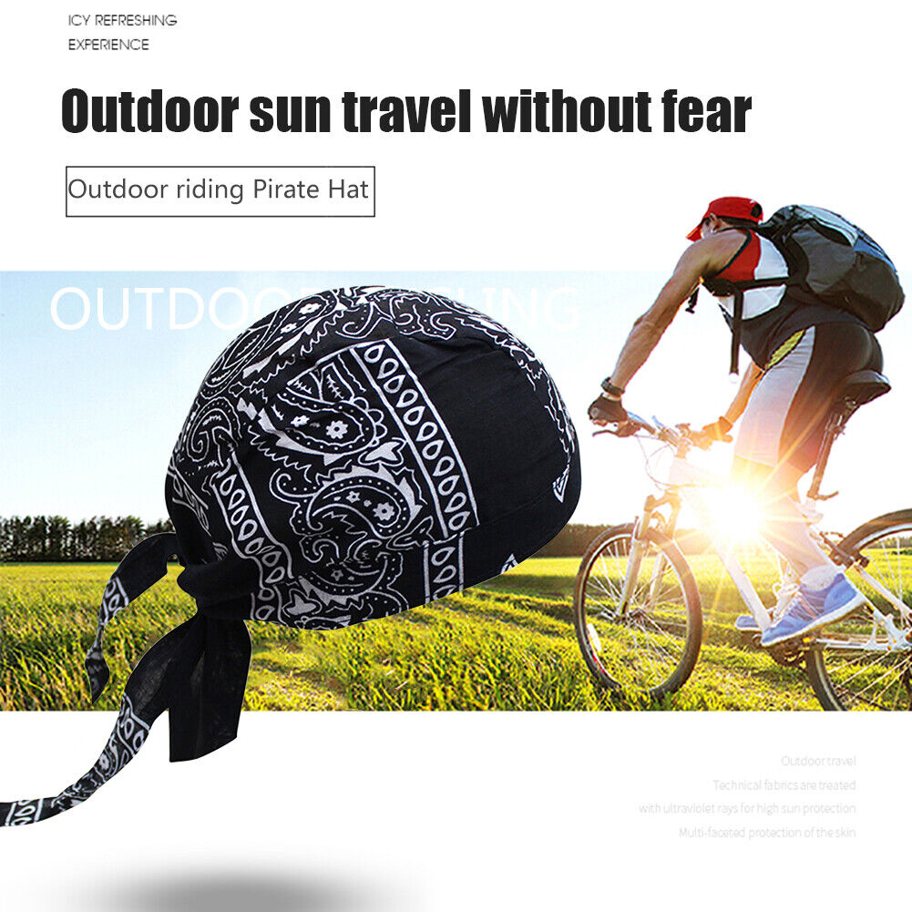 Cotton Cycling Beanie Cap Summer Running Outdoor Sports Pirate Hat (Black)