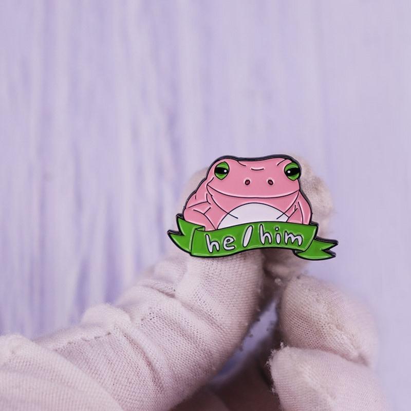 Funny Frog Enamel Brooch Pin Backpack Clothes Lapel Animal Jewelry Ornament