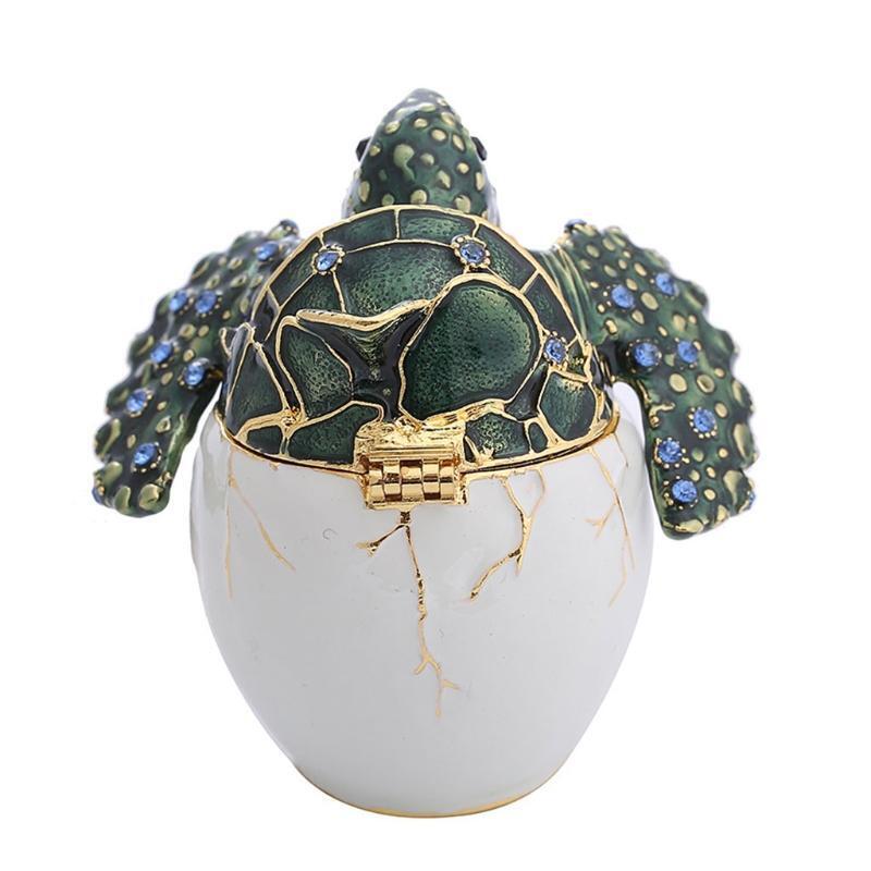 Elegant Earring Necklace Case Delicate Enamel Jewelry Box Dresser Treasure Box