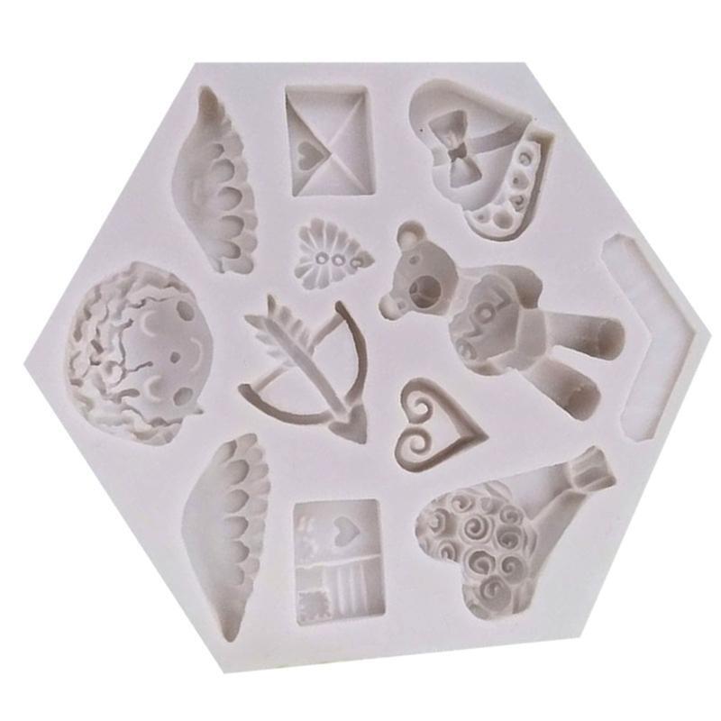 Cute Bear & Hearts Shaped DIY Fondant Mould Candy Mold Chocolate Gumpaste Moulds