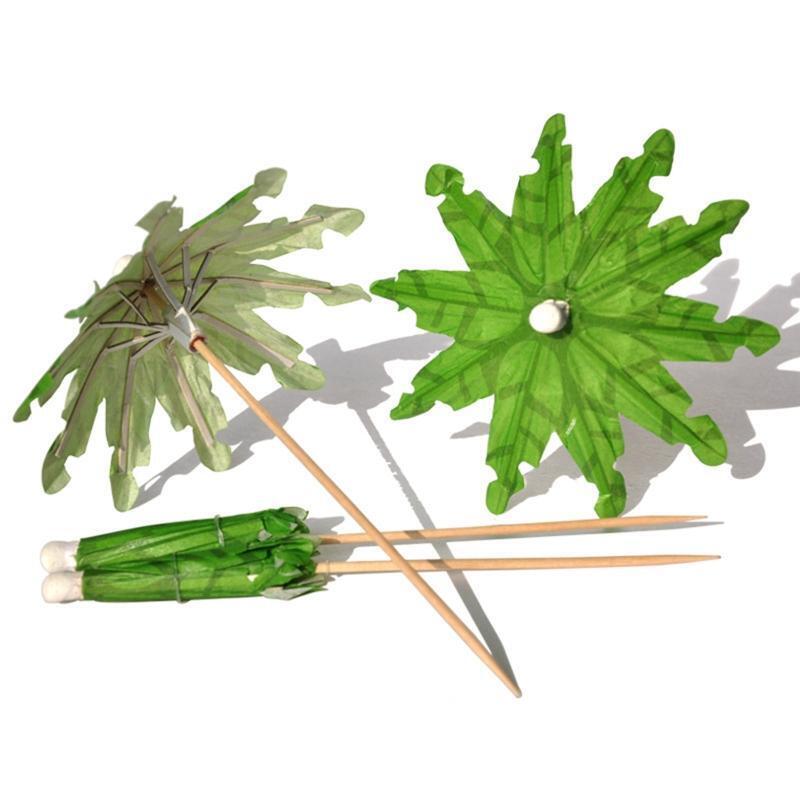 Umbrellas Green Coconut Palm Tree Fruit Sticks Cupcake Toppers for Party
