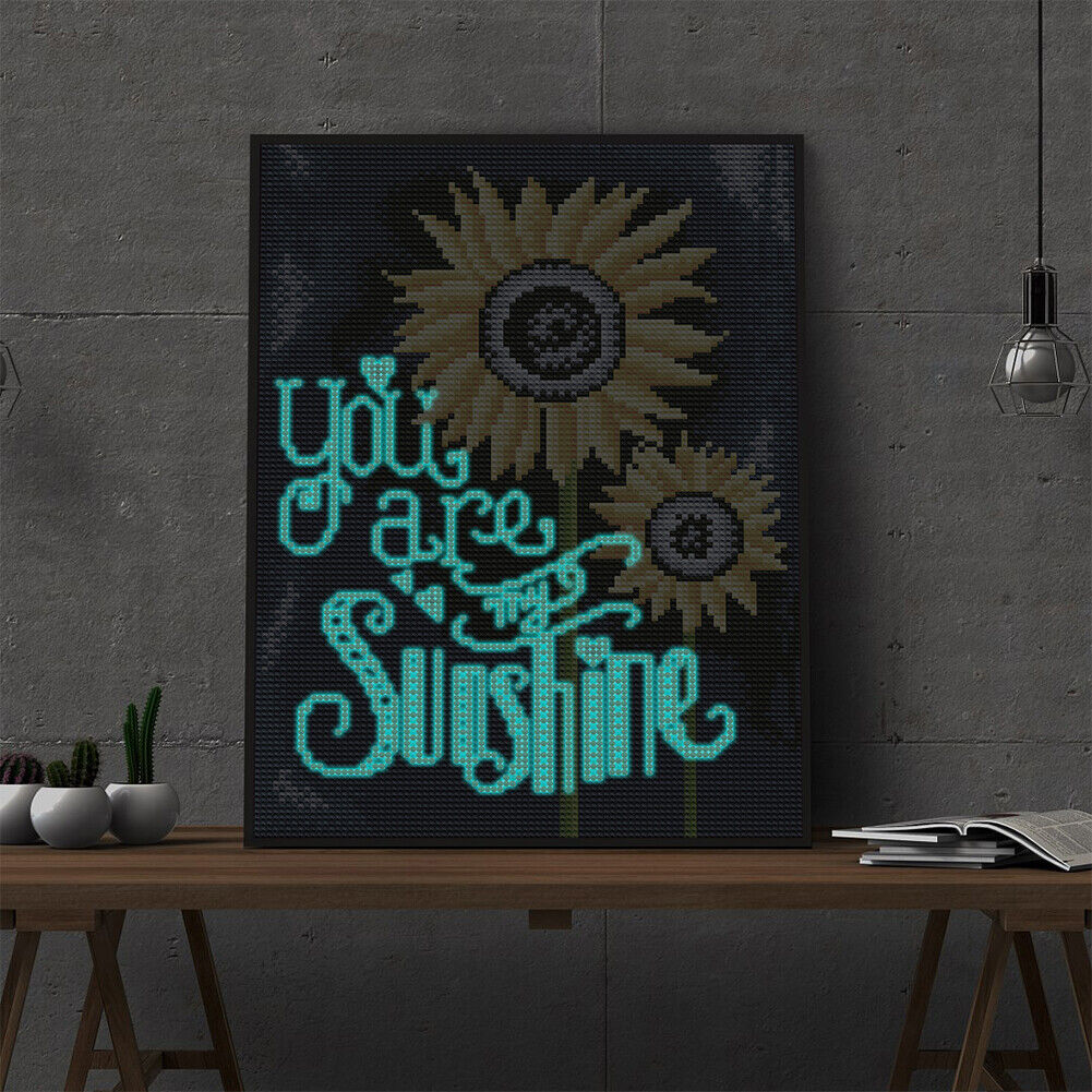 Luminous Diamond Painting Kit Two Sunflowers Full Round Rhinestone Picture