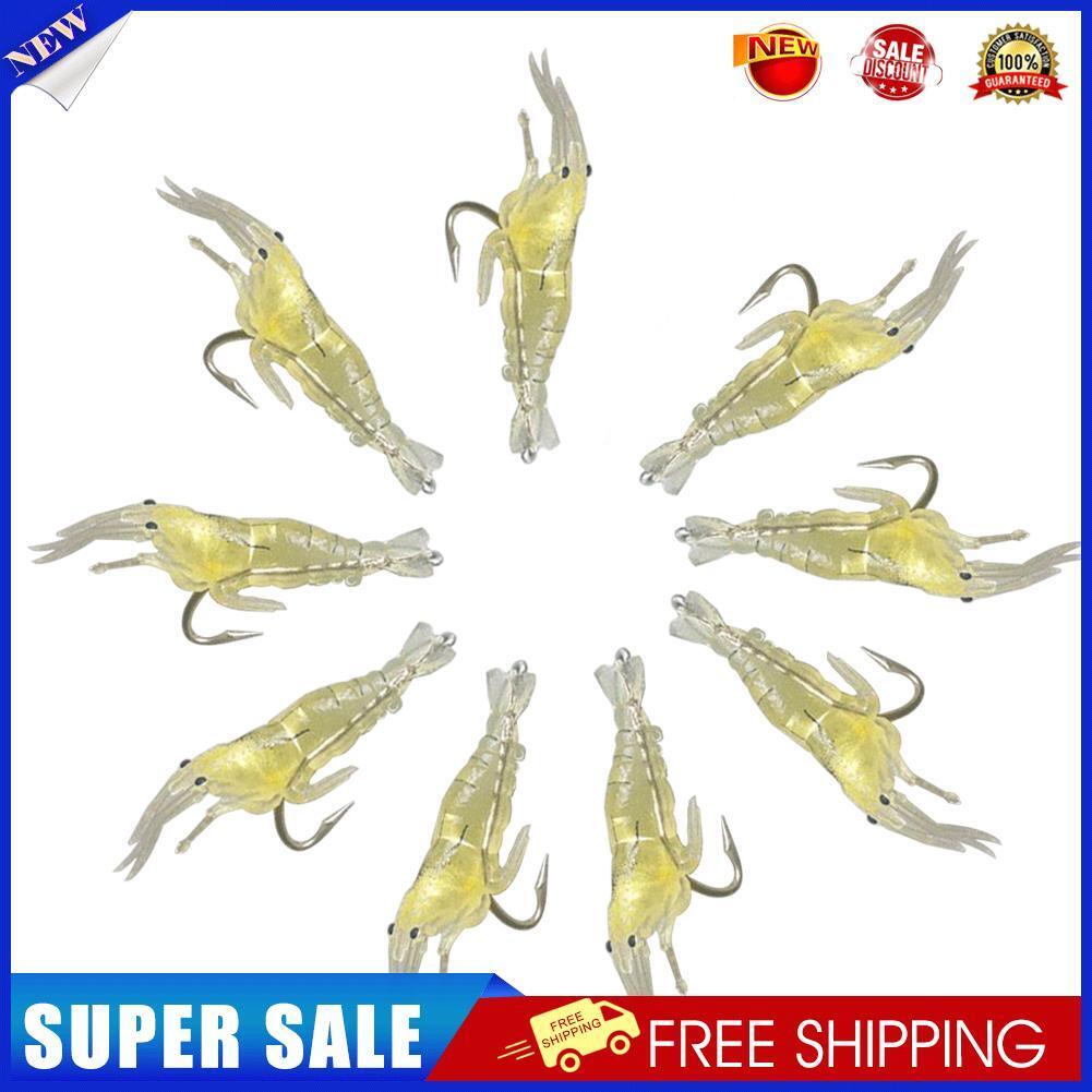 9Pcs Soft Shrimp Fishing Bait Worm Lures Hook Crankbaits Hooks Baits Tackle