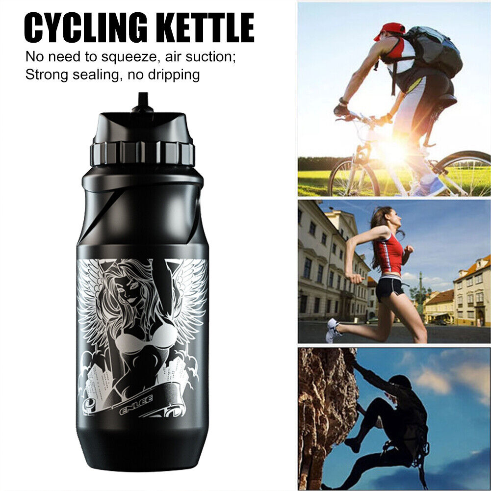 ENLEE 500ml Outdoor Sports Water Bottle Plastic MTB Bicycle Kettle (Black)