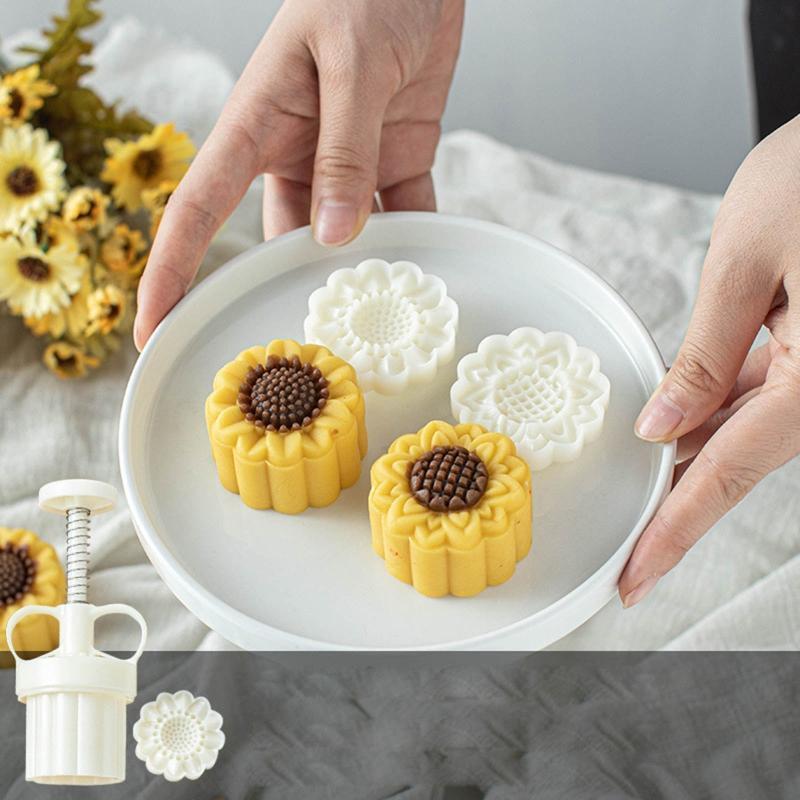 Sunflower Shaped Mooncake Stamps Baking Mooncake Gadgets for Mid-Autumn Festival