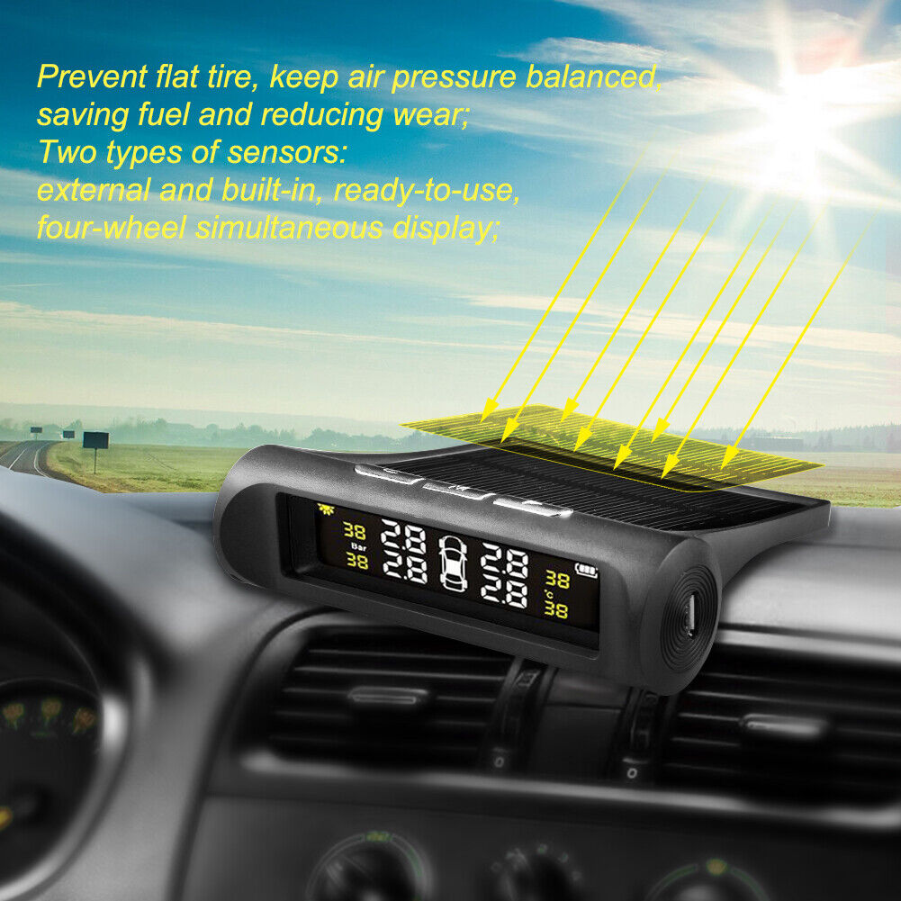 AN001 Solar Car TPMS Tire Pressure Monitoring System w/ 4 Internal Sensors