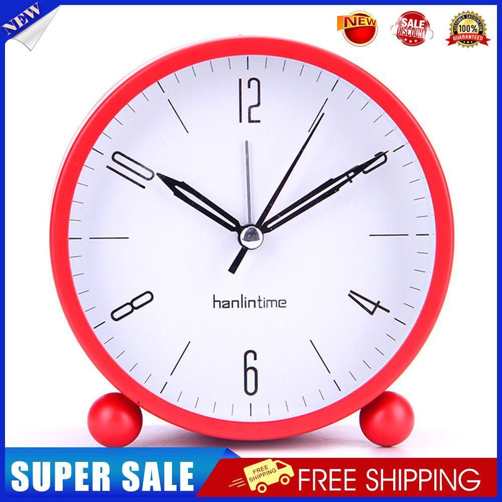 4 inch Round Desktop Clock Silent Mute Luminous Alarm Clock Fashion (Red)