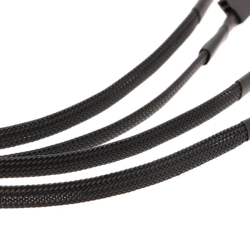 4-Pin Molex Male To 4x 3-Pin/4-Pin PWM Male Sleeved Fan Extension Adapter Cable