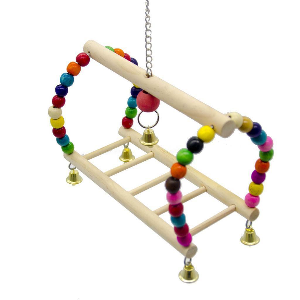 Parrots Cage Hanging Swing  Ladder Stand Perch  to Large Birds
