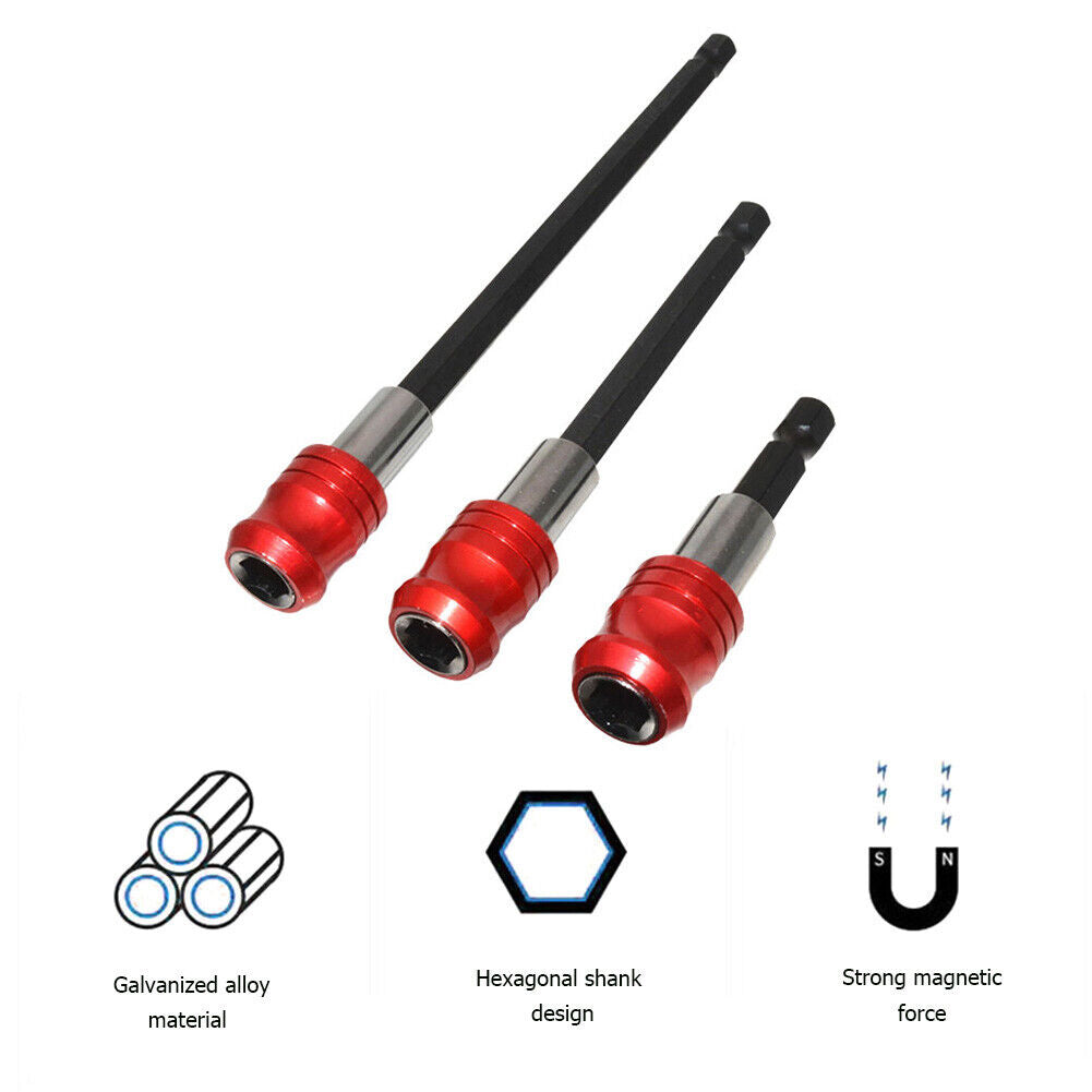 3pcs Batch Head Rod 1/4 Hex Shank Self-locking Magnetic Bit Extension Rods