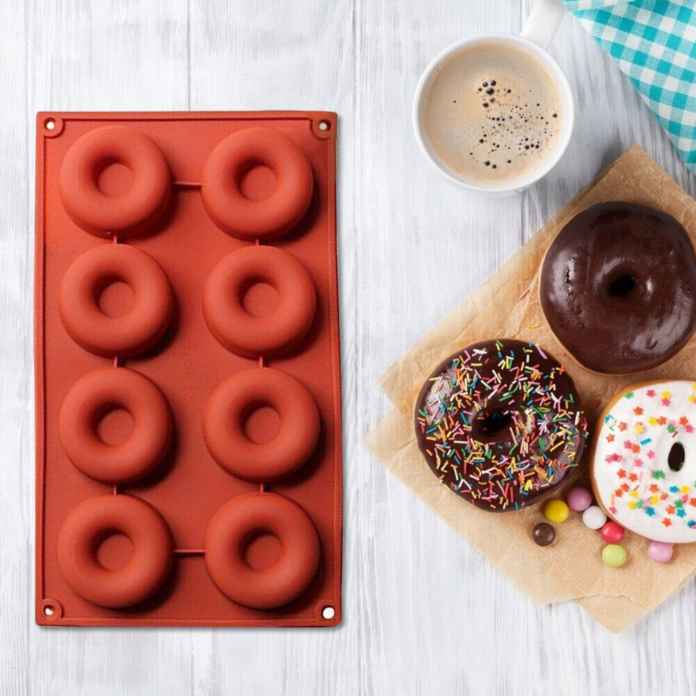 8 Cavity Donut Shape Mould Dessert Cake DIY Soap Dim Sum Silicone Mold Tray