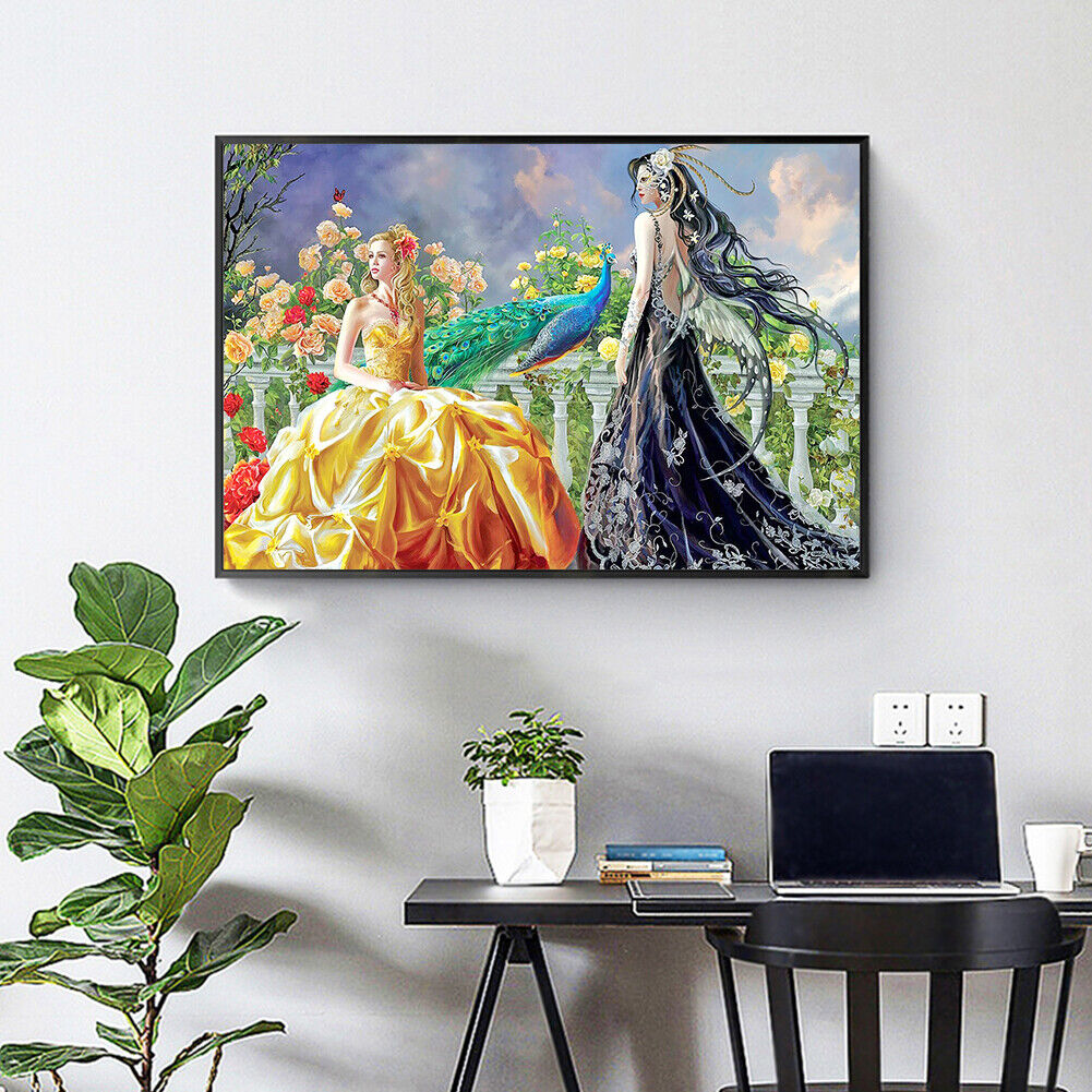 Drill Picture Round DIY Fairy Beauty in Garden Painting Full 5D Diamond Kit