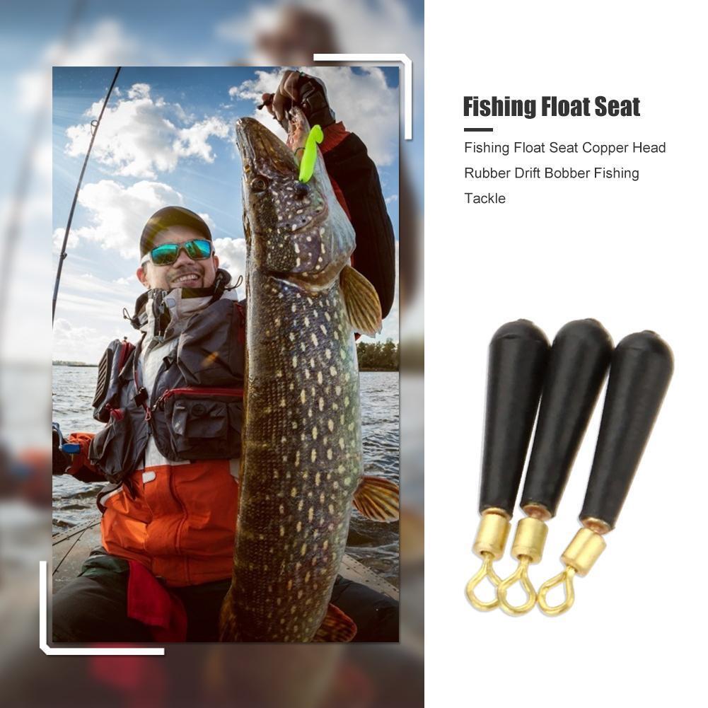 30pcs Fishing Float Seat Copper Head Rubber Drift Bobber Fishing Tackle (L)
