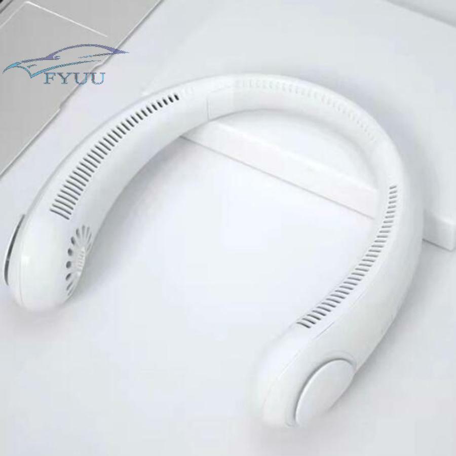 White USB Portable Hanging Neck Fan Air Cooling Little Electric Air Conditioner