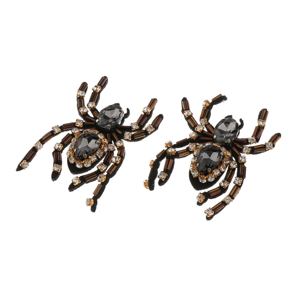 2 Pieces Spider Rhinestone Patch / Applique DIY Sewing Supplies