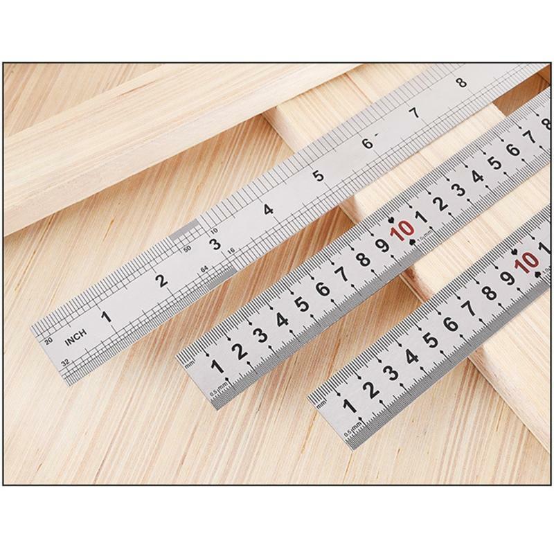 Stainless Steel Straight Ruler mm/ inch 20cm Metal Ruler Measuring Tool Useful
