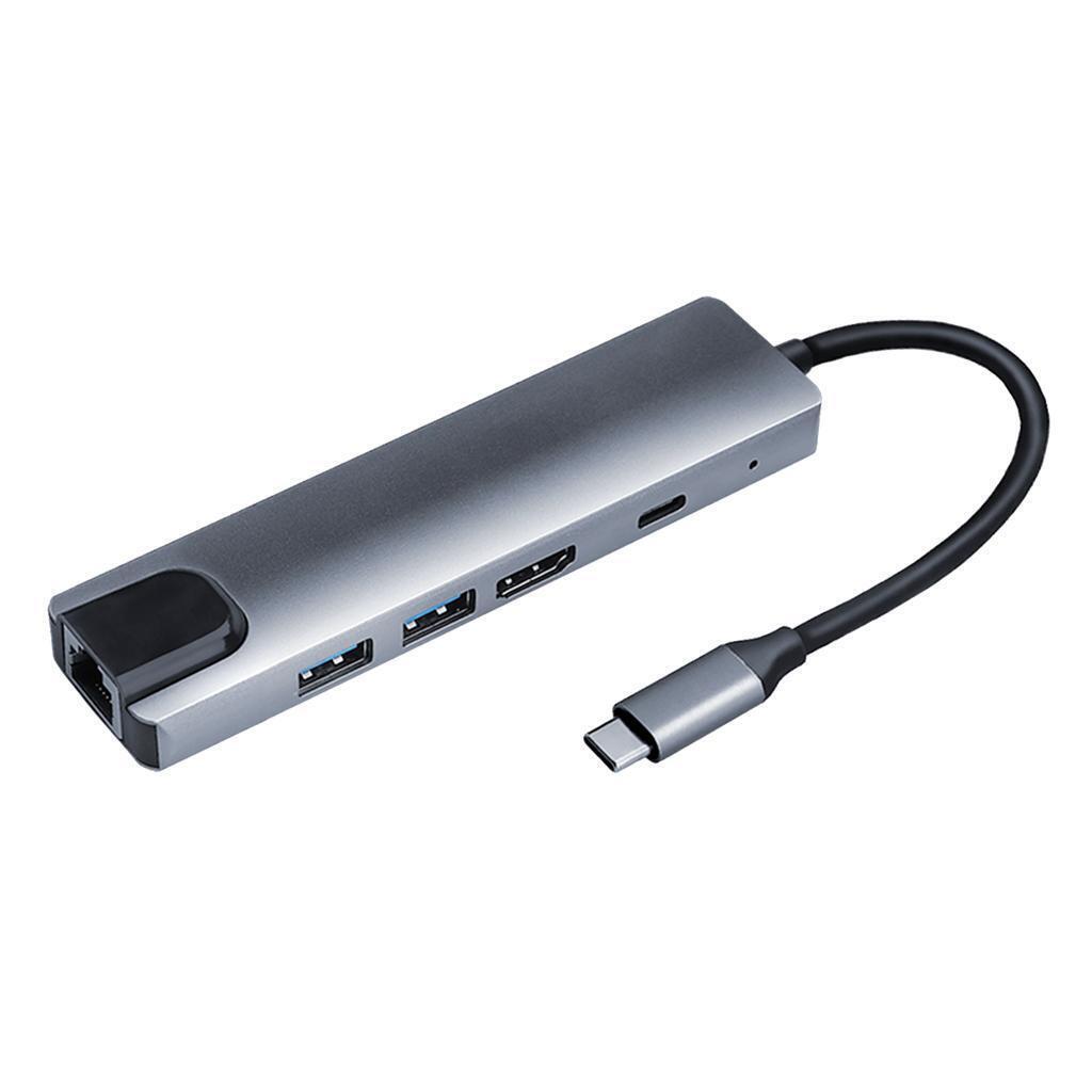 USB-C Type-C HUB to 2x USB 3.0 HDMI 65W PD Charging Port Ethernet  Adapter