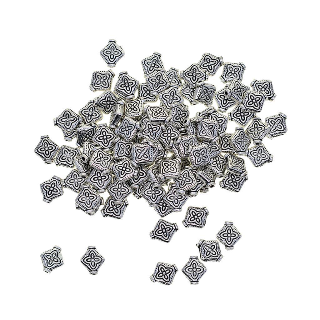 100Pcs Metal Flower Craved Beads Loose for DIY Jewelry Necklace Crafts