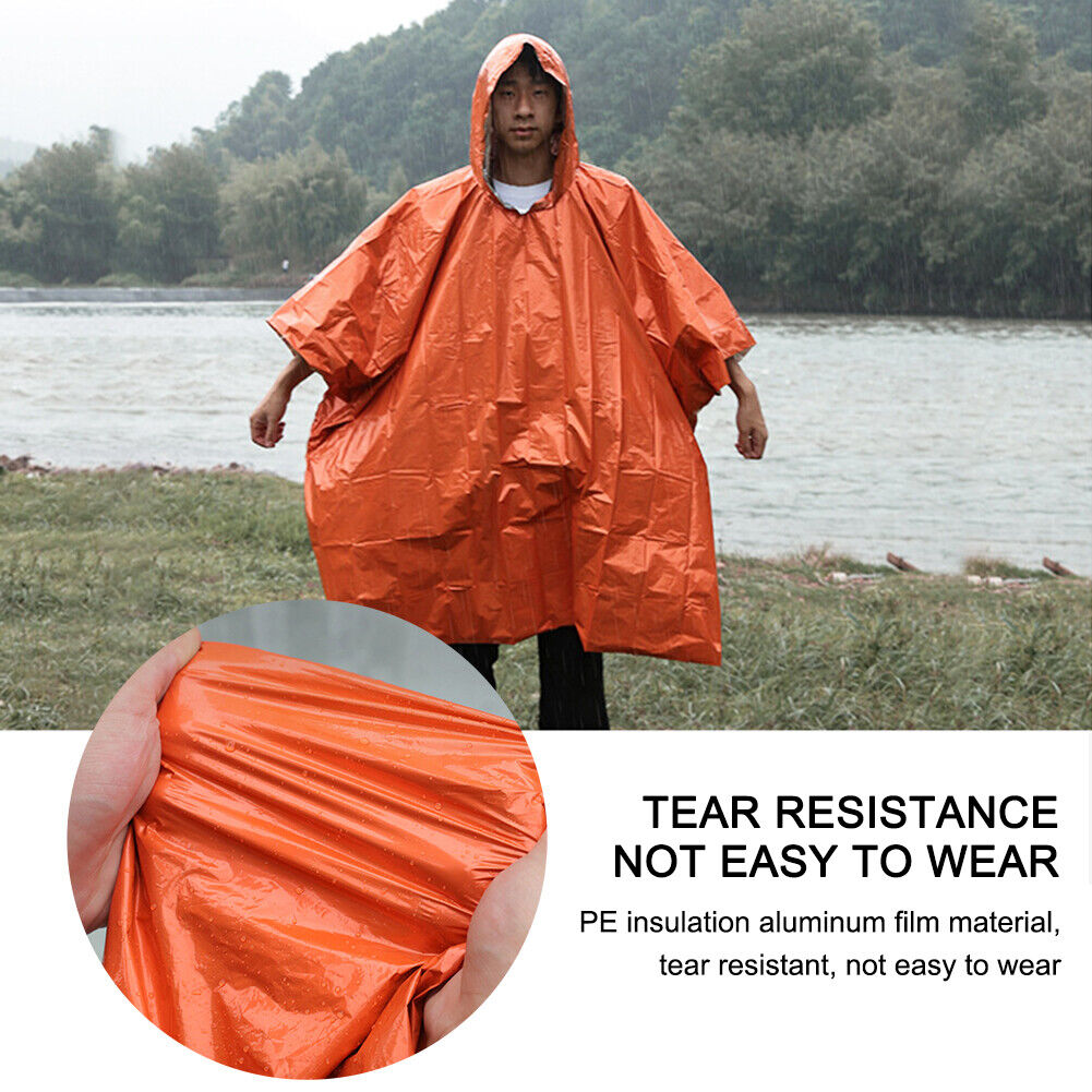 Waterproof Hooded Rain Poncho Raincoat Outdoor Hiking Bike Cycling Rainwear