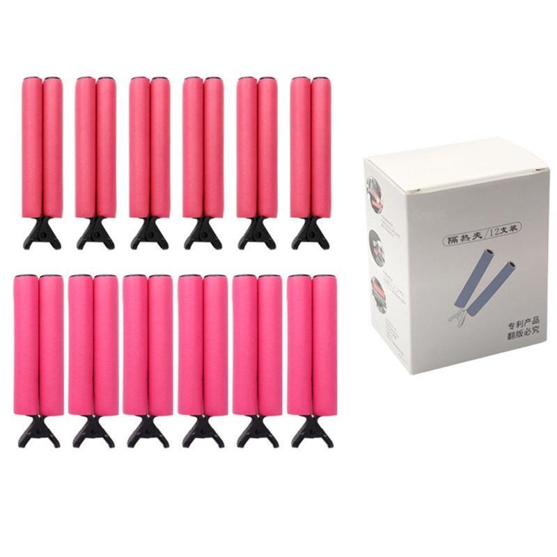 12pcs Soft Flexible Hair Styling Curlers Sponge Curling Perm Insulation Clips