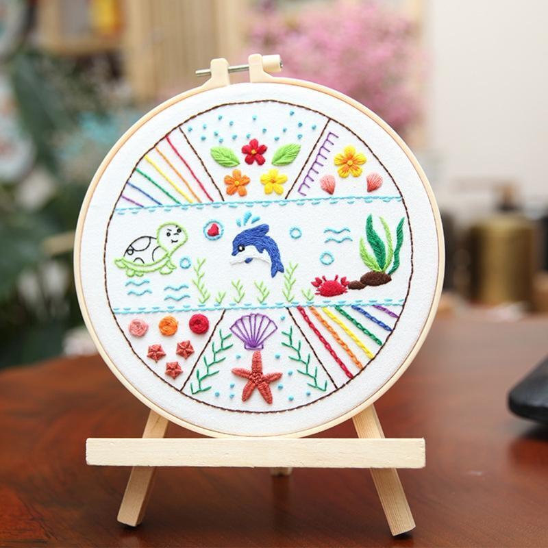 Cross Stitch Embroidery Starter Kit for Beginners 3 Stamped Embroidery Cloth Set