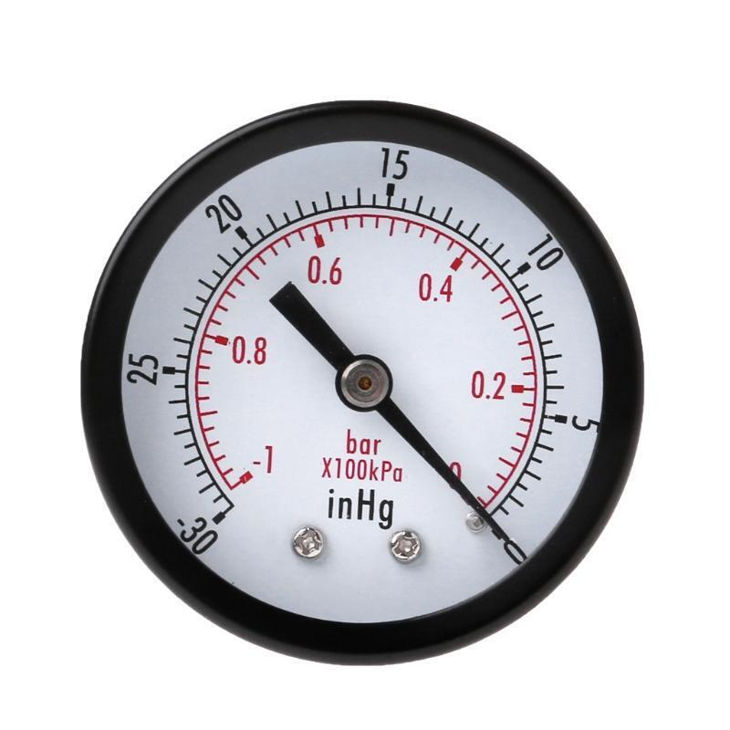 1/4" BSPT Thread Sturdy Vacuum Manometer 0~-30inHg 0~-1bar Double Scale Compact