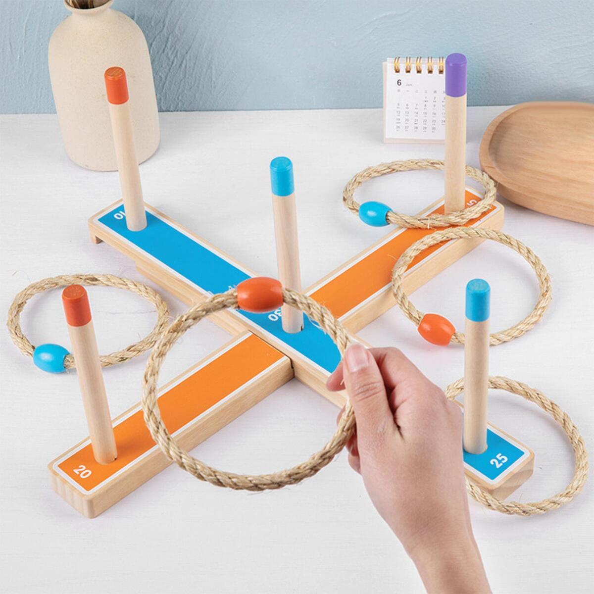Ring Toss Montessori Game Wooden Gift Throwing Ferrule  Backyard