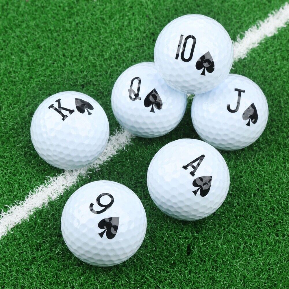 6PCS Simple Use Golf Balls Unique Design Poker Pattern Golf Club Professional