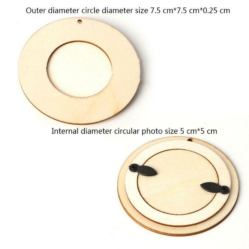 10pcs/set Wooden Mini Round Photo Frame Hanging Crafts DIY Handmade With Ropes