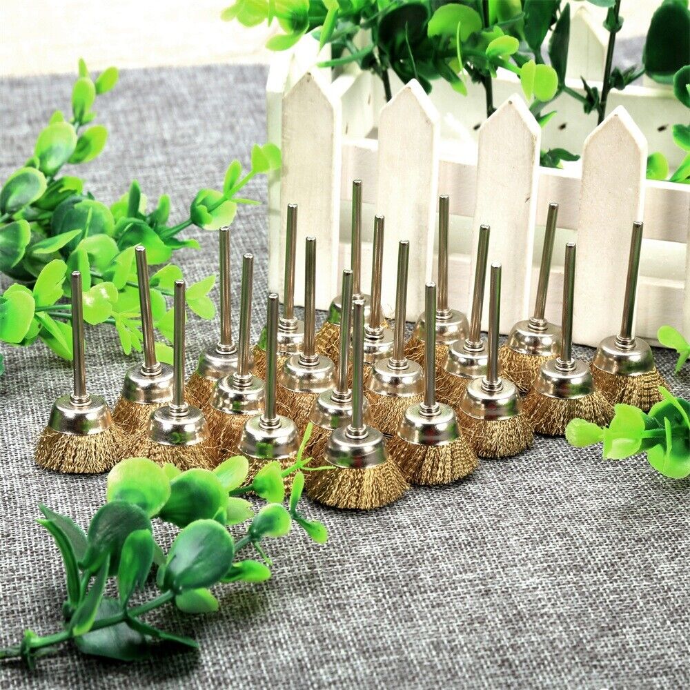 20Pcs Brass Wire Brush 25mm Bowl Shape Cleaner Polishing Die Grinder Rotary Tool