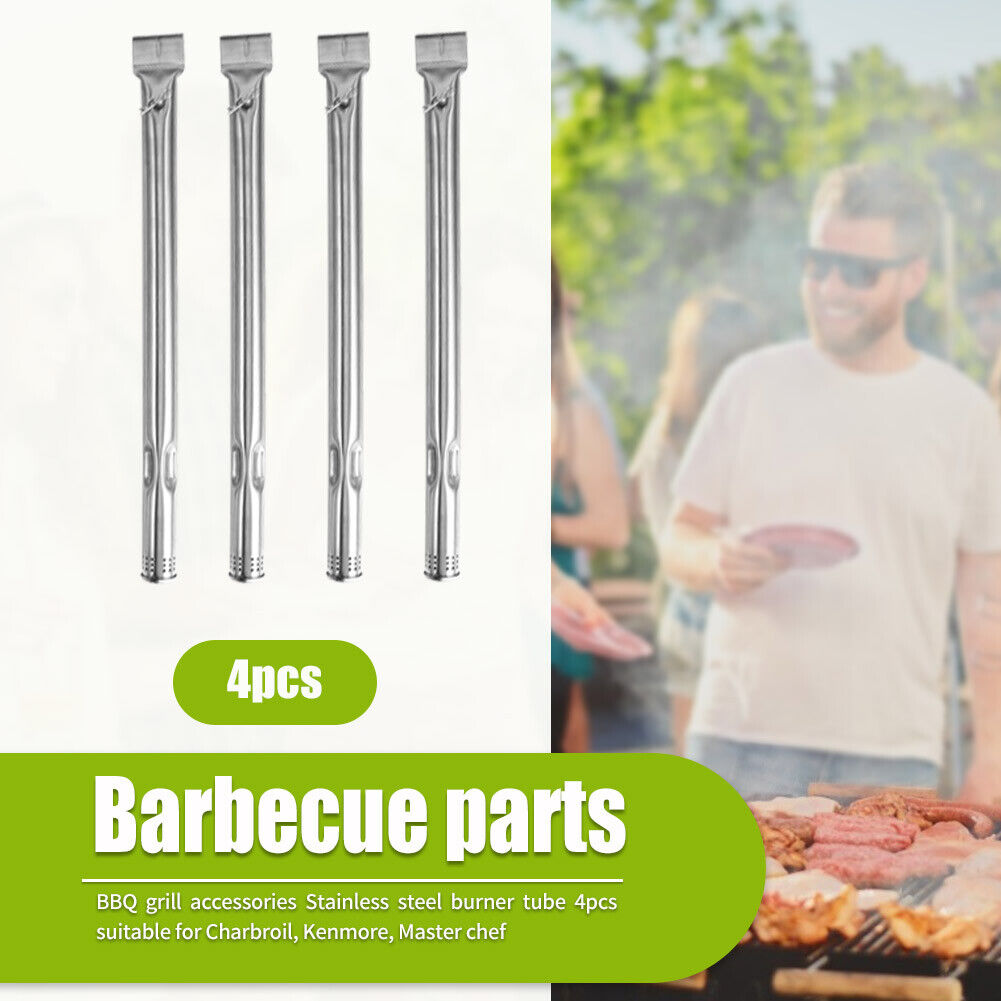 4x BBQ Gas Grill Tube Stainless Steel Barbecue Burners Replacement Pipes