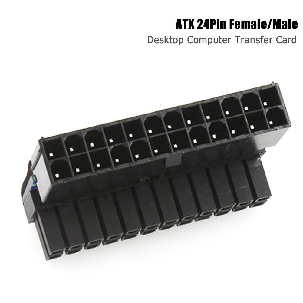 90 Degree Desktop Motherboard ATX 24Pin Female to 24Pin Male Power Adapter