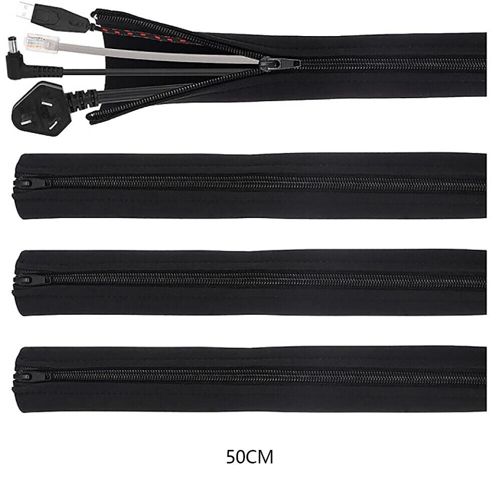 4Pcs Cable Sleeve Zipper Closure Wrap Wire Cord Cover Organizer For PC/TV/Phone
