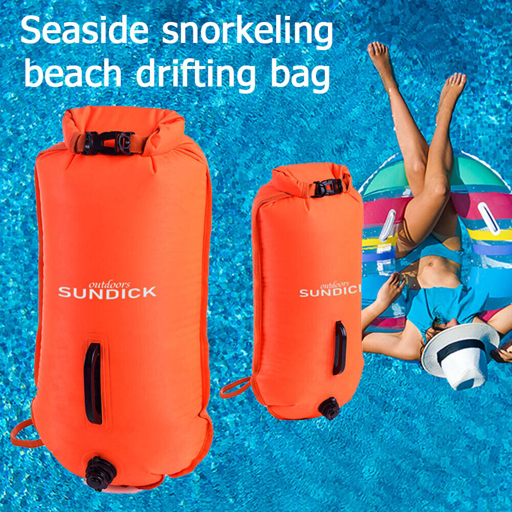 28L Inflatable PVC Swimming Life Buoy Safety Float Air Dry Tow Bag (Orange)