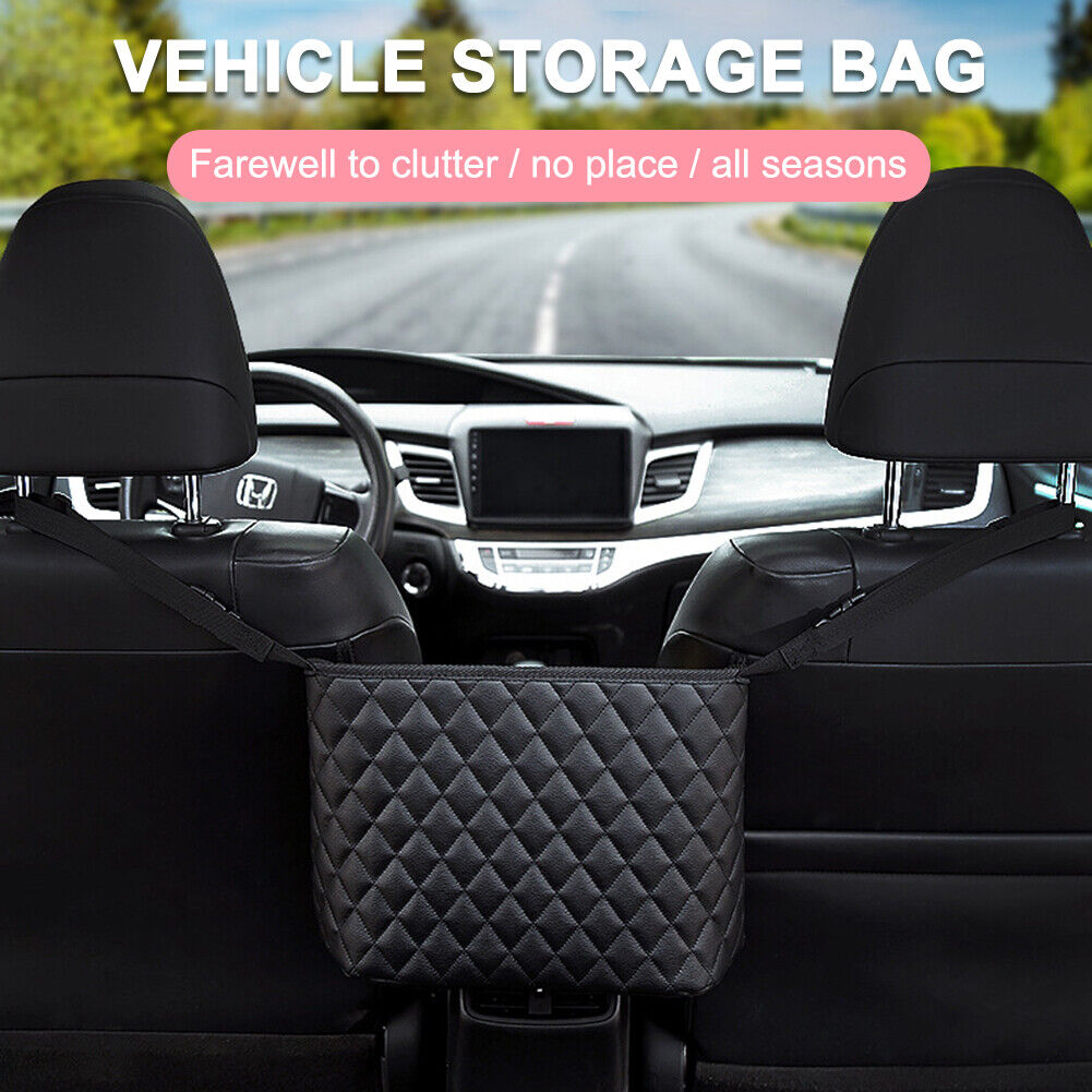 Interior Car Storage Pocket Seat Back Crevice Handbag Leather Organizer