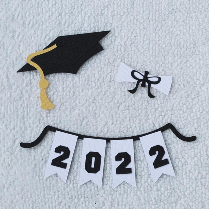 Graduation Hat Banner Cutting Dies Photo Album Family Together Party Diary