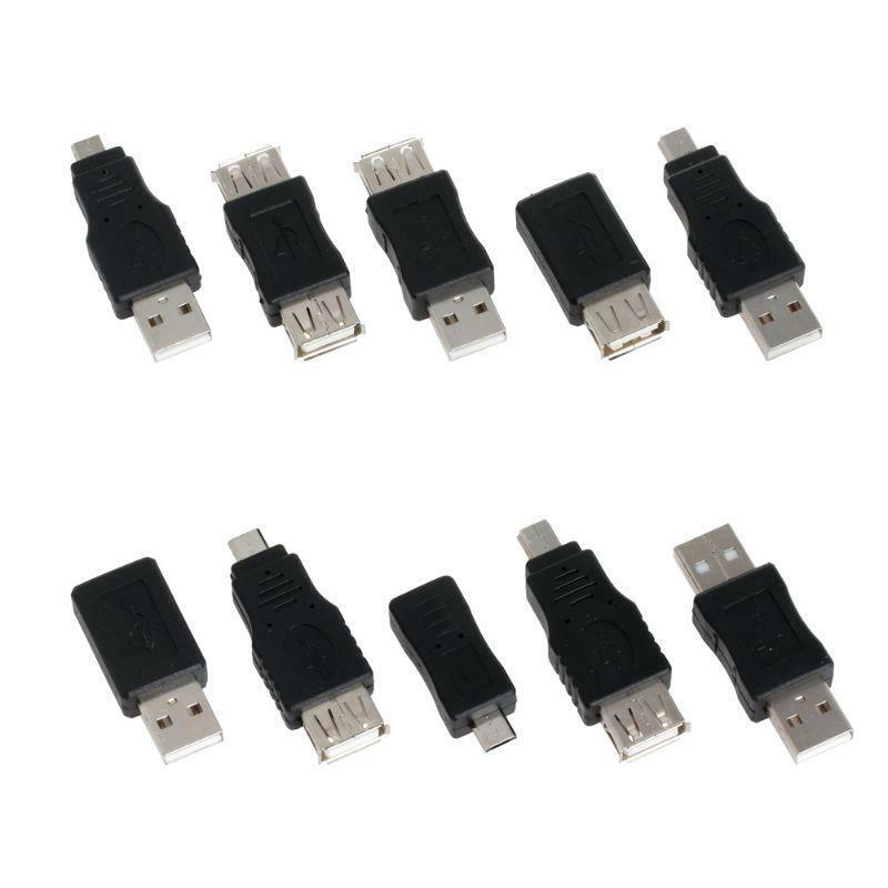 10pcs OTG 5 pin F/M mini changer adapter converter USB male to female micro USB