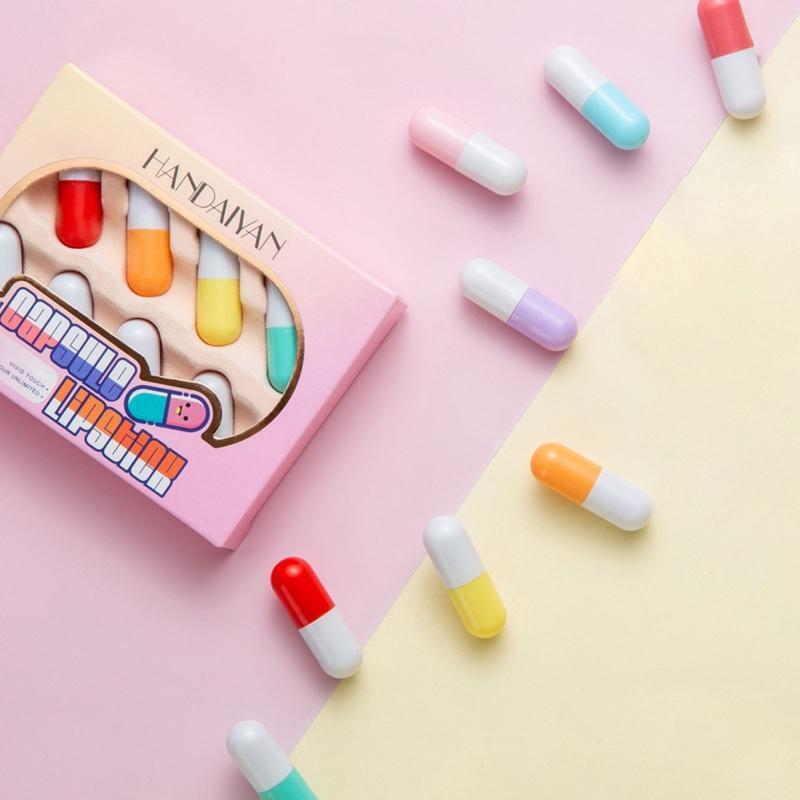 Mini Lipstick Set Waterproof Capsules Lipstick, Pill Shaped Lipstick,Lip Gloss