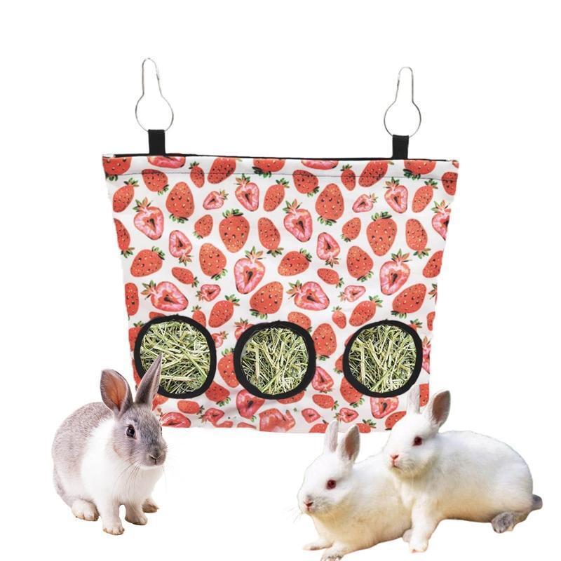 Fruit Pattern Hay Feeder Bag Rabbit Feeding Bag Outdoor and Indoor Chinchilla
