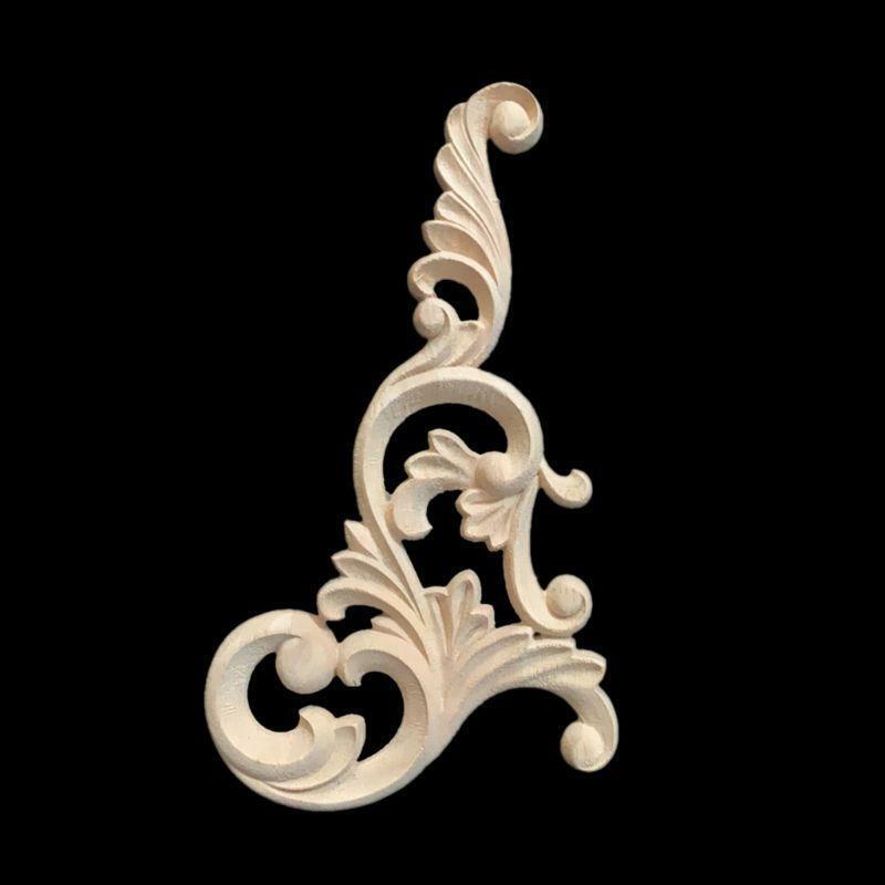 4 Pack Door Window Unpainted Wood Carved Corner Onlay Applique Frame Furniture H