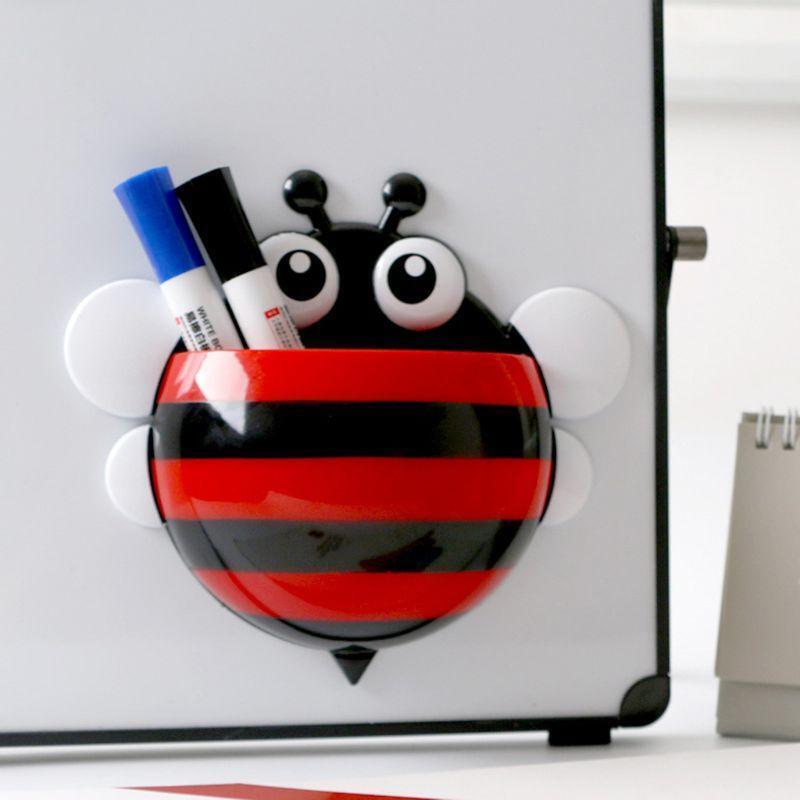 Cute Bee Fridge Magnet Magnetic Storage Box Whiteboard Pen Organizer Save Space